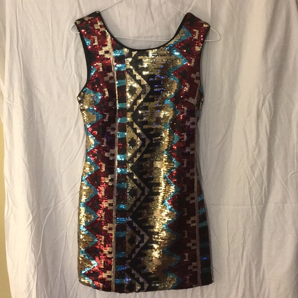 Sequenced Aztec Form-Fitting Dress